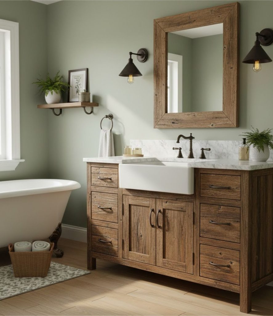 2. Distressed Wood Vanity