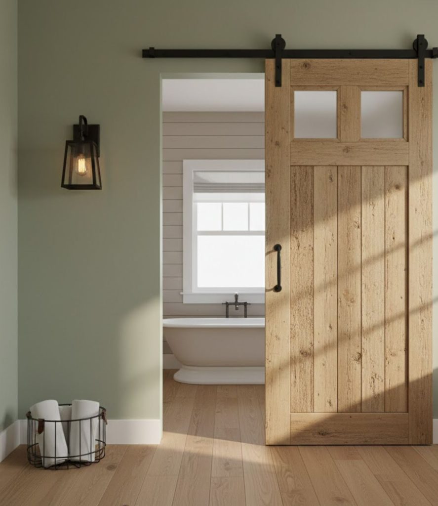 3. Barn Door Bathroom Entry