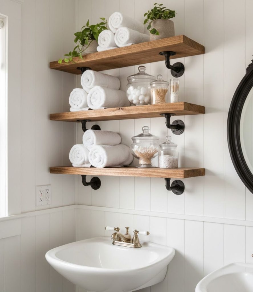 5. Rustic Open Shelving