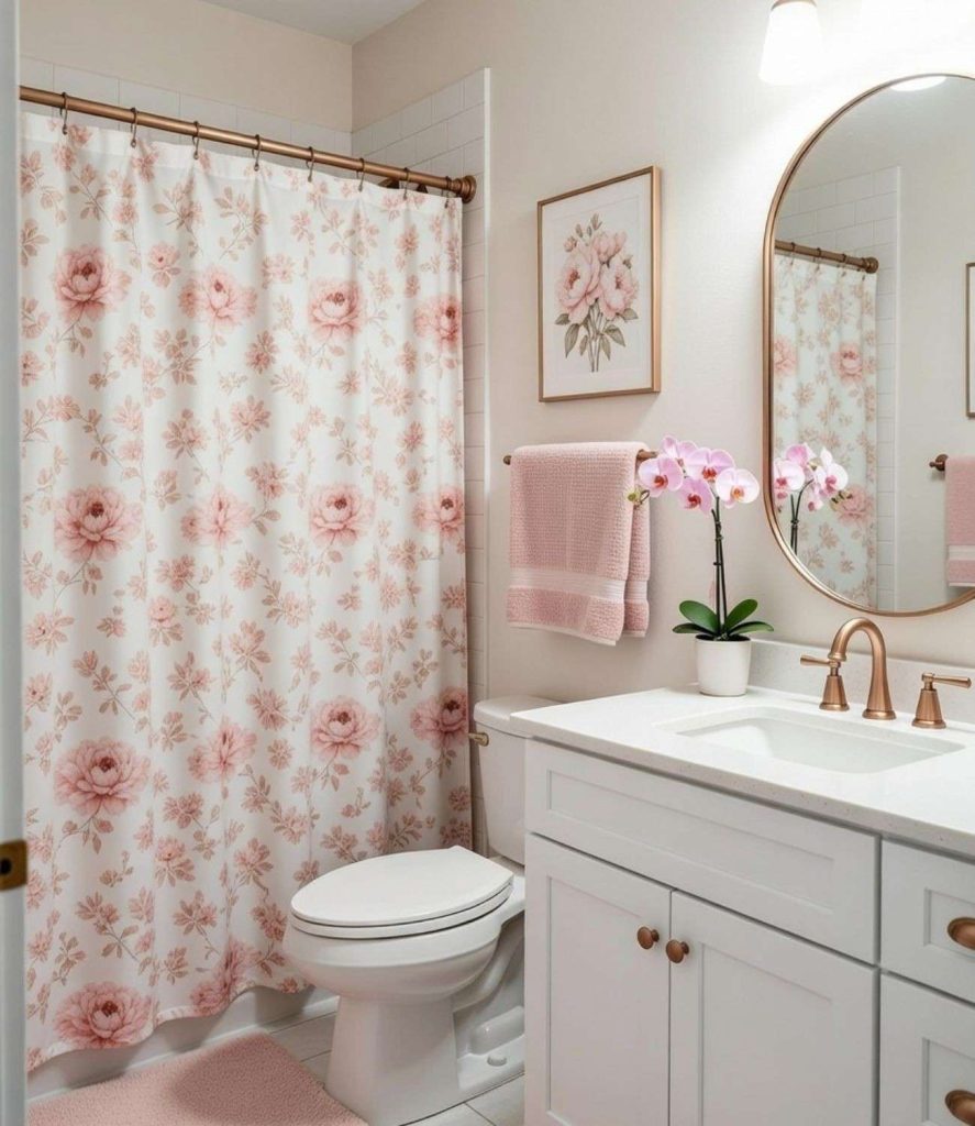 1. Soft Pink Bathroom Theme