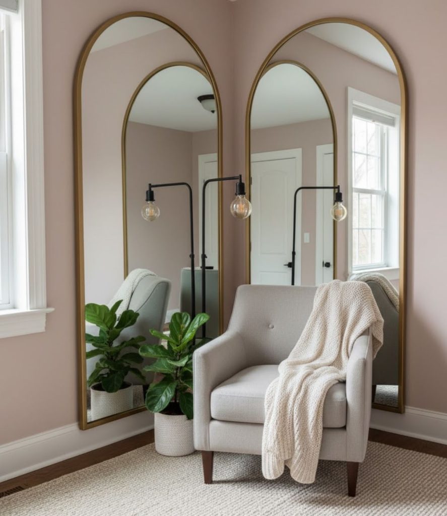 10. Corner Mirror Wall Design