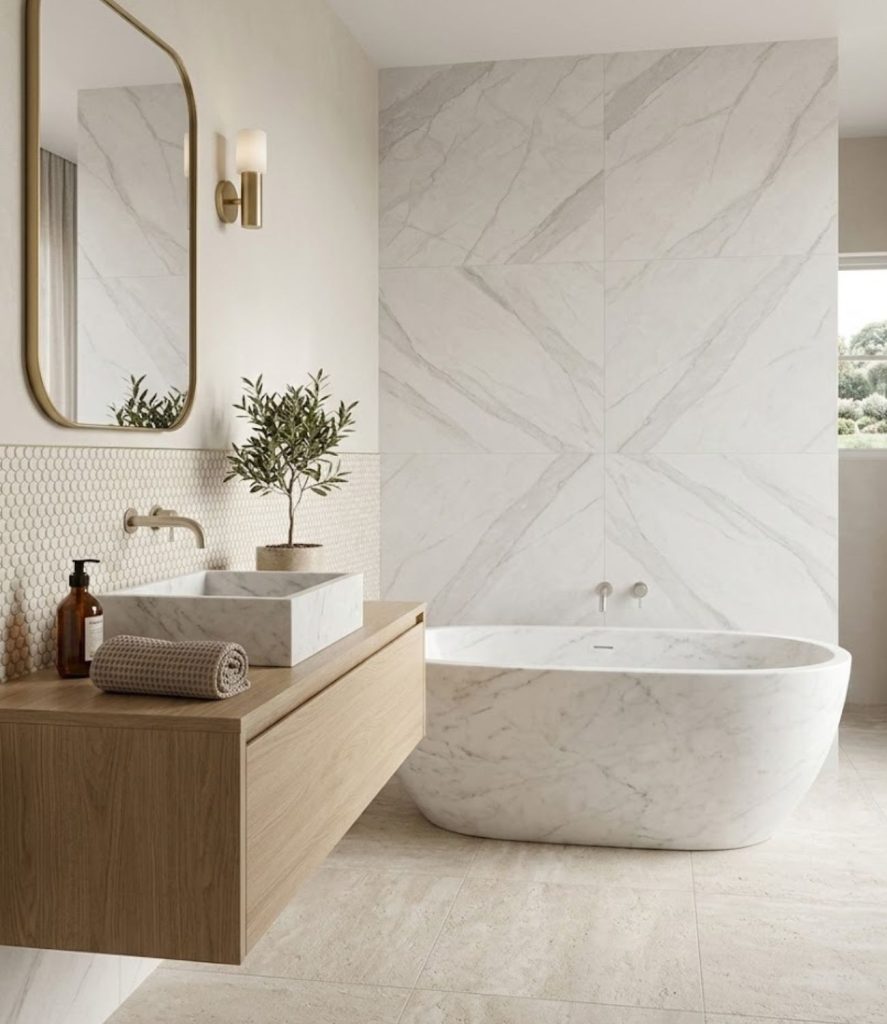 10. Use Neutral Patterned Tiles