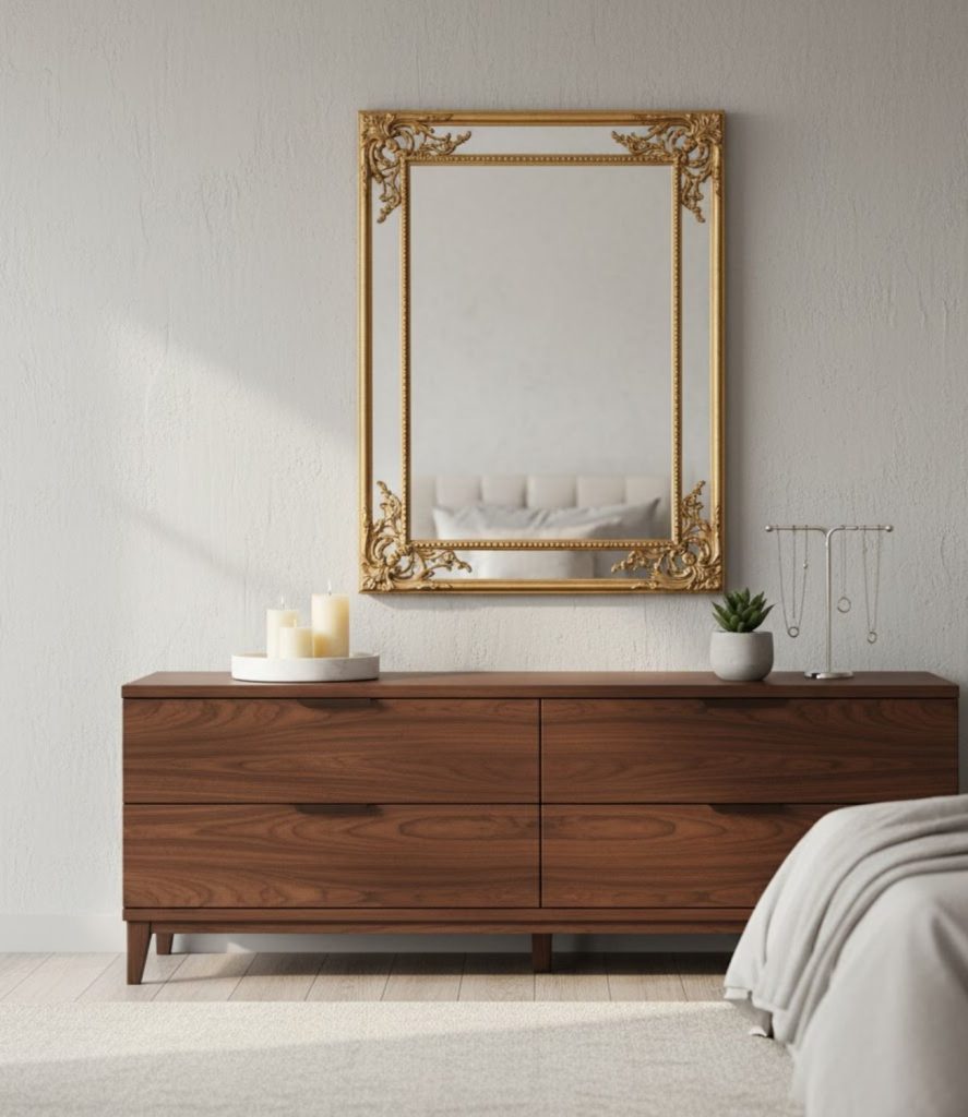 11. Decorative Mirror Above the Dresser