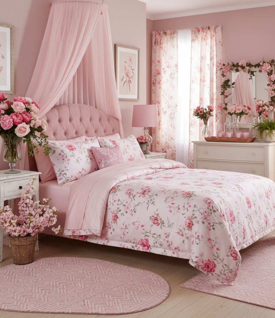 11. Floral Pink Decorations for a Natural Feel