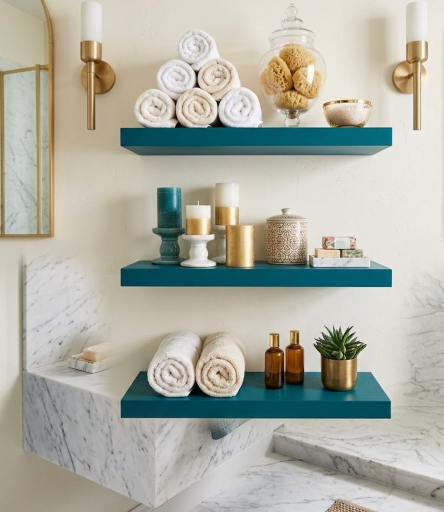 11. Teal Open Shelving Displays