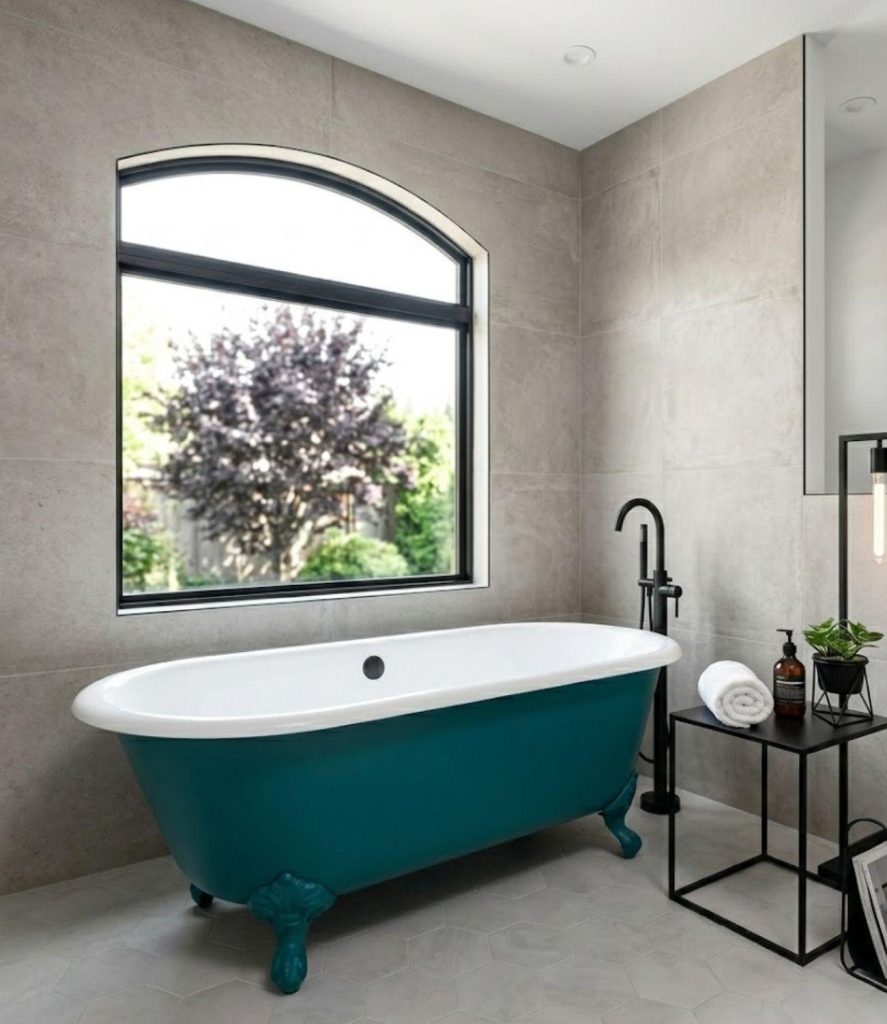 13. Teal Freestanding Bathtub Focus