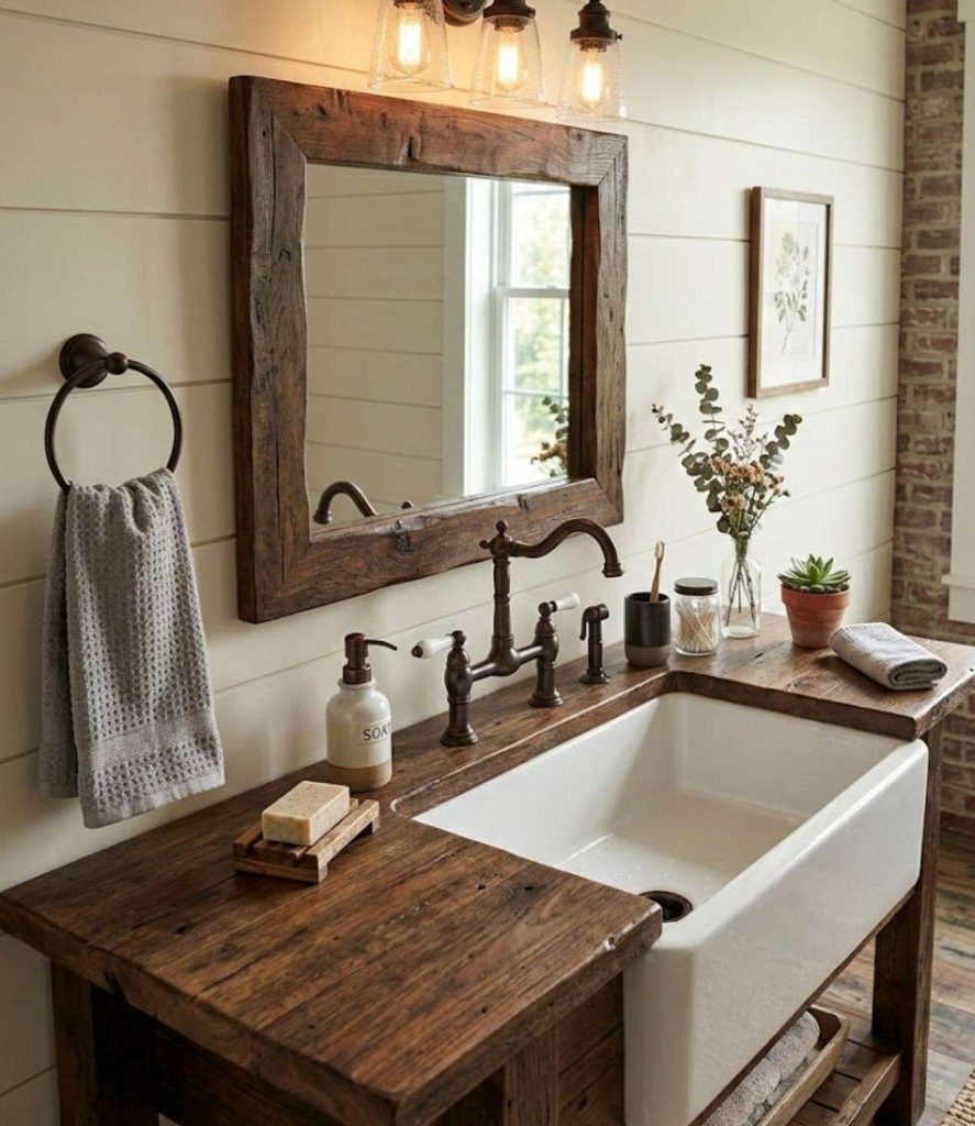 2. Farmhouse Sink with Vintage Charm