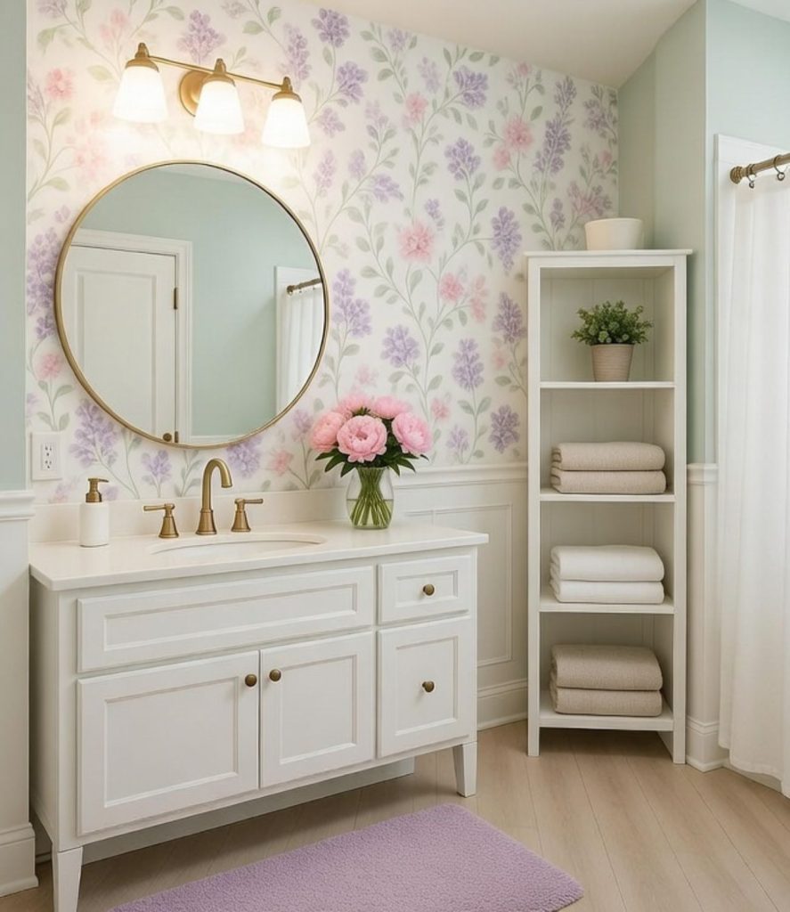 2. Floral Inspired Bathroom Decor