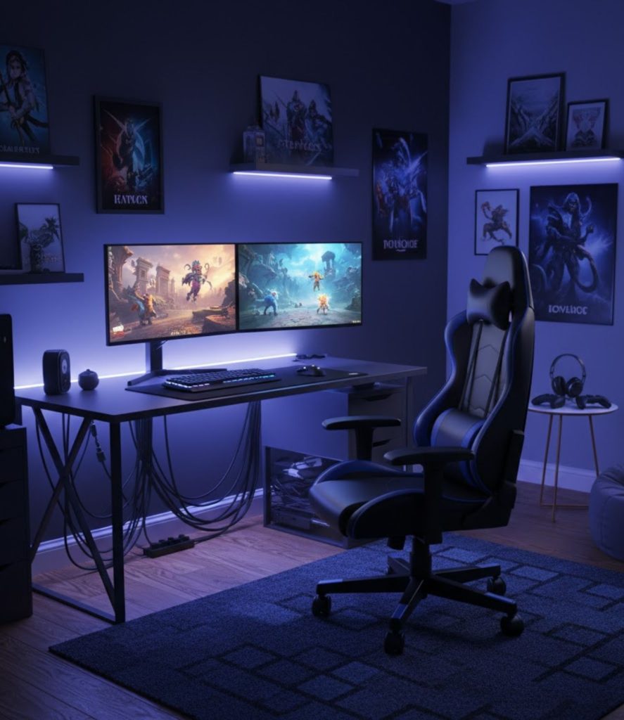 2. Gaming Inspired Bedroom Setup