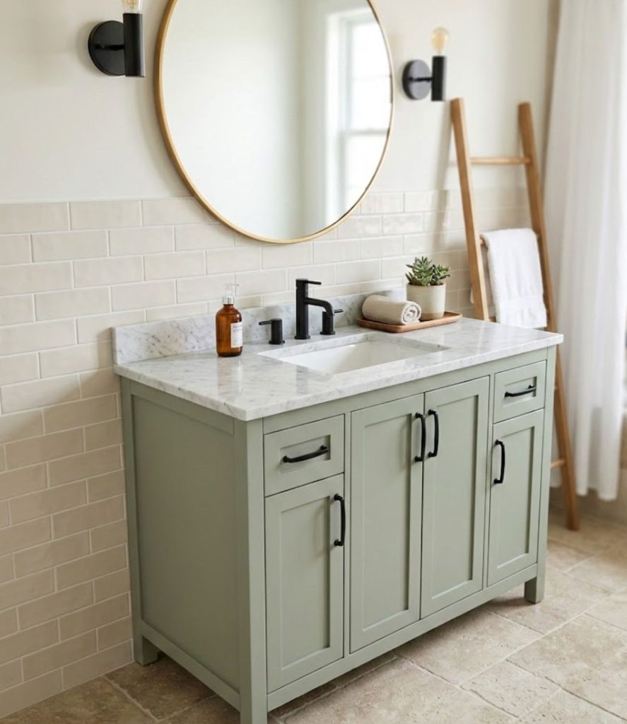2. Sage Green Vanity Cabinet