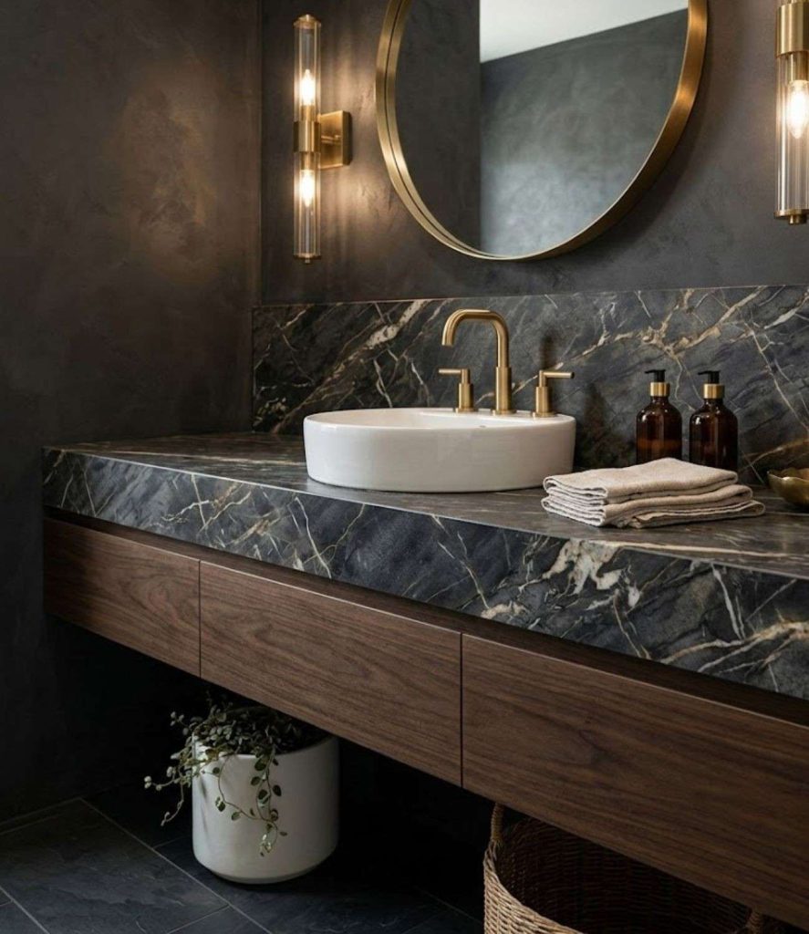 3. Dark Marble Countertops for Luxury