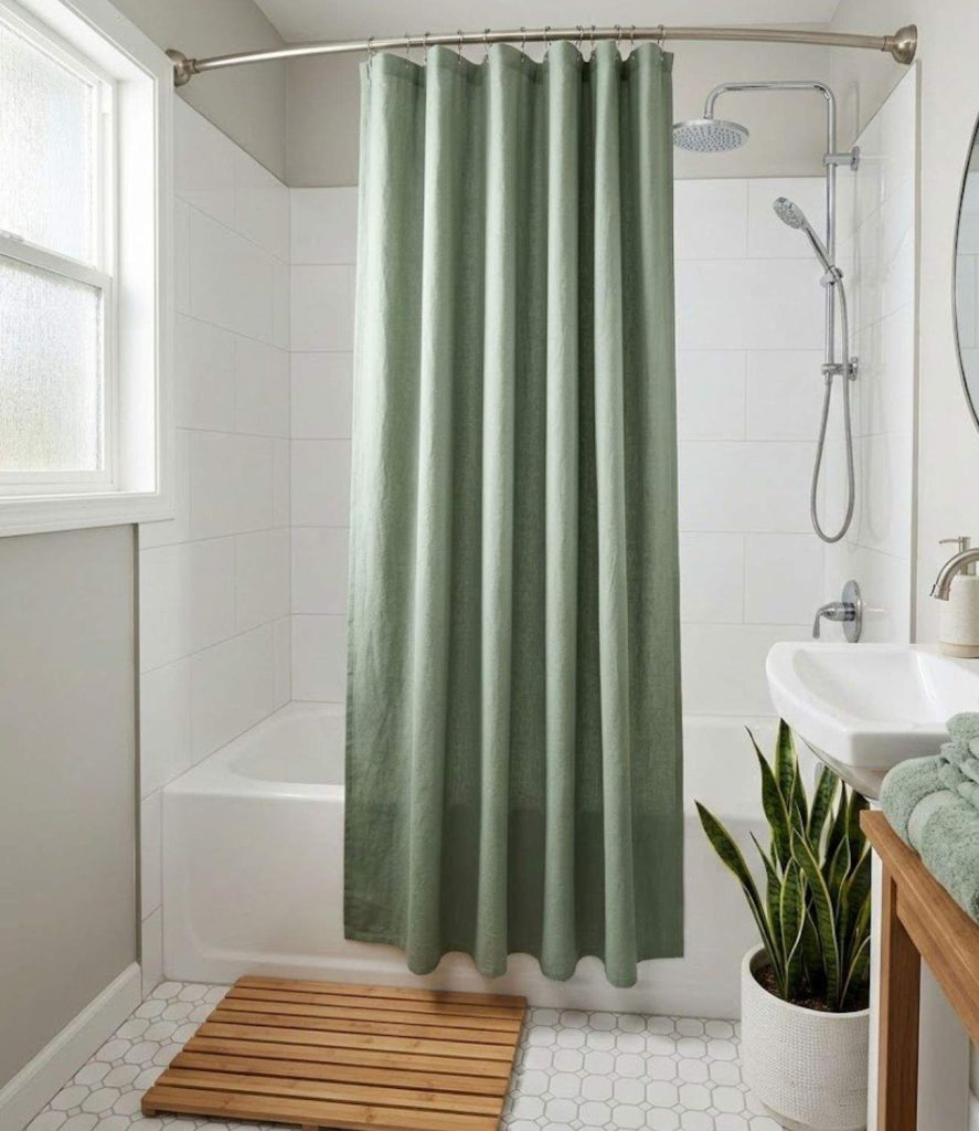 3. Sage Green Shower Curtain