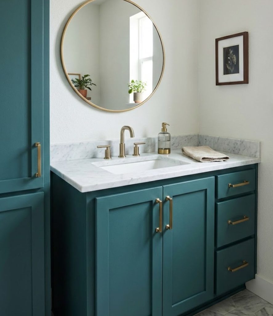 3. Teal Vanity Cabinets