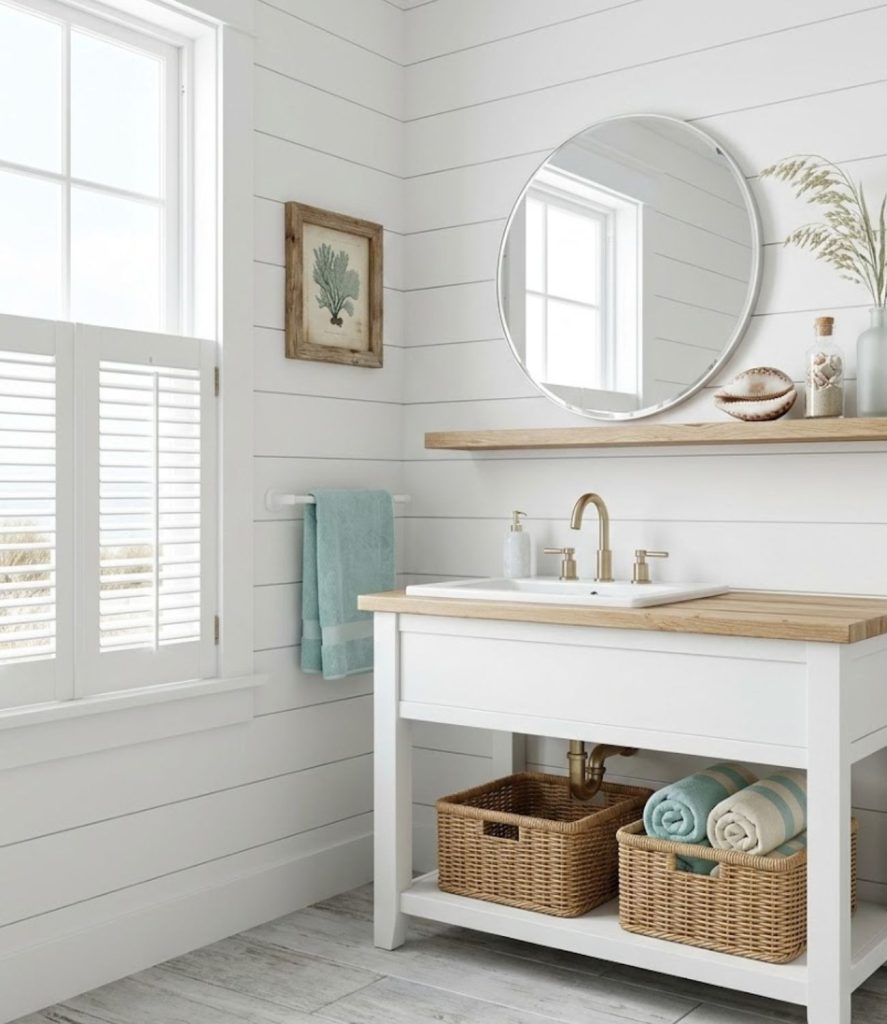 4. Teal and White Coastal Theme