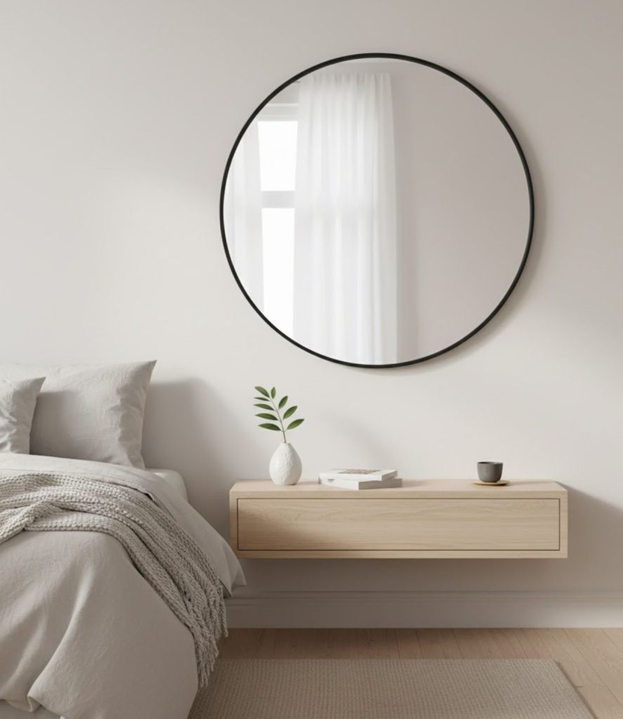 5. Minimalist Round Mirror Display