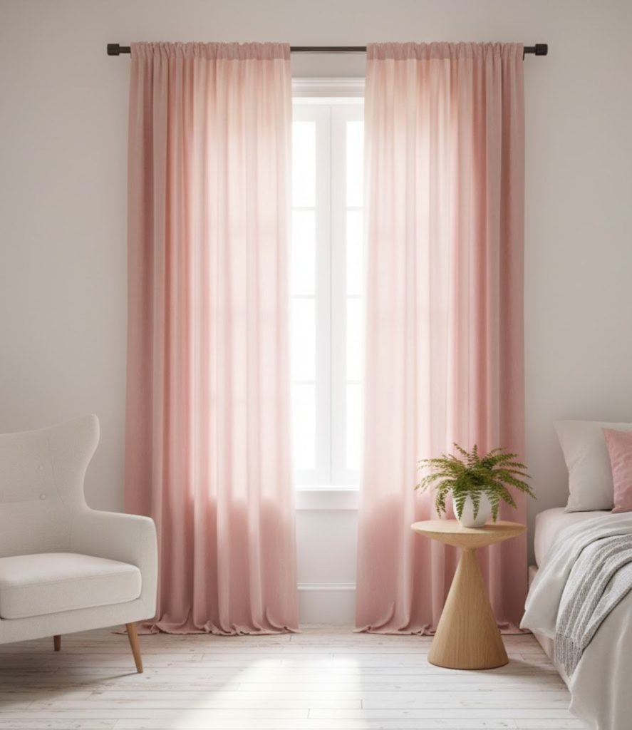 5. Soft Pink Curtains That Filter Light Beautifully