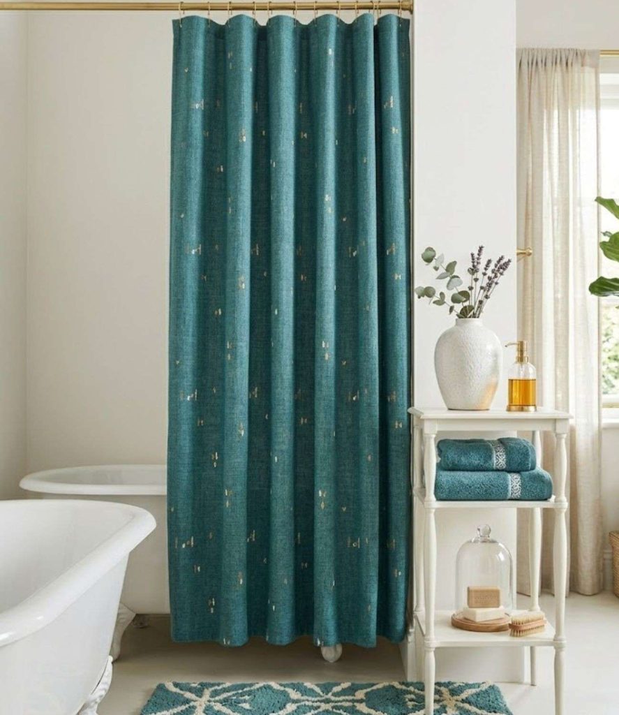 6. Teal Shower Curtain Statement