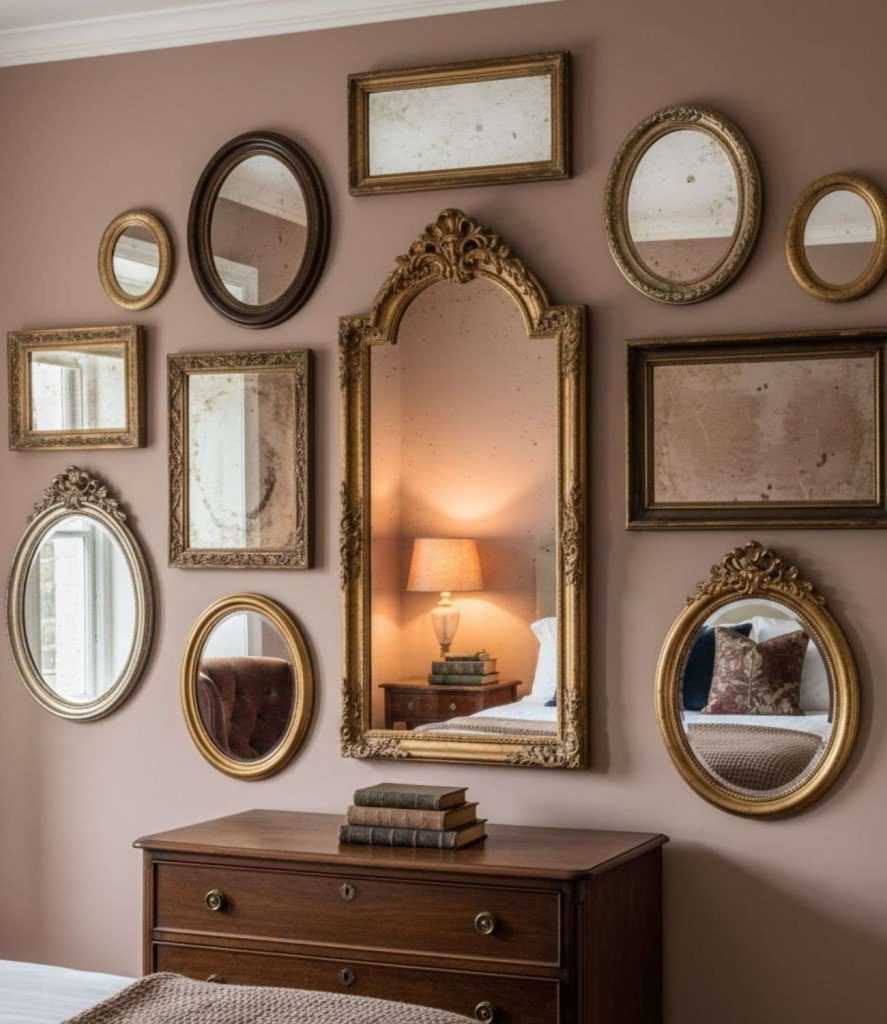 6. Vintage Mirror Wall Arrangement