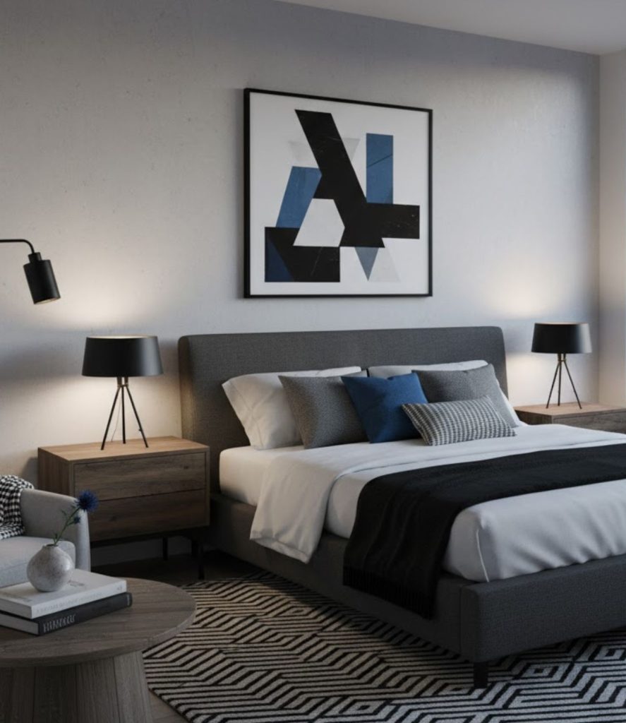 7. Monochrome Bedroom Theme