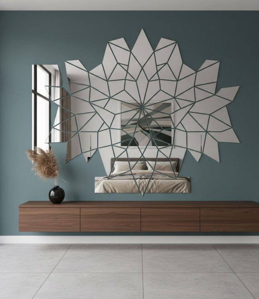 8. Geometric Mirror Wall Art