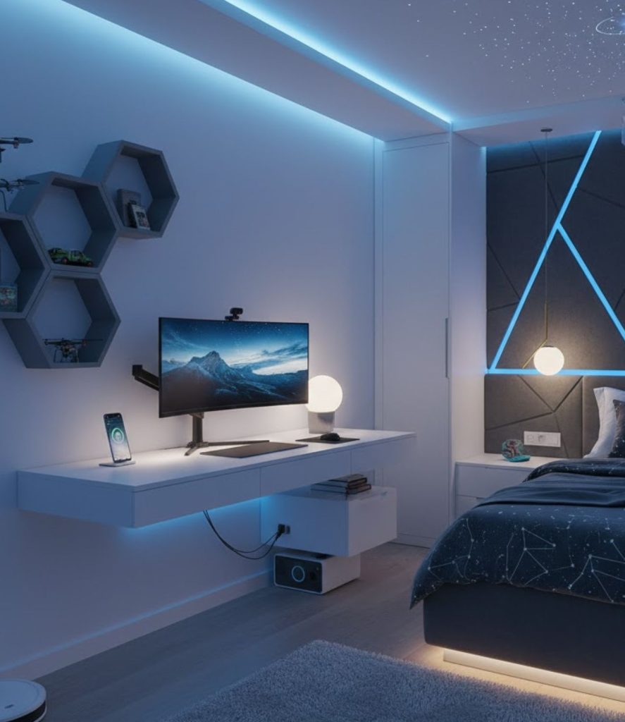 8. Tech Inspired Smart Bedroom