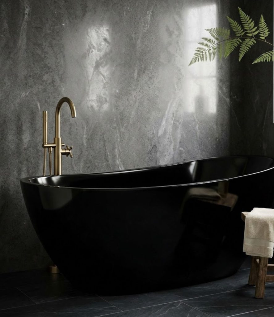 9. Black Freestanding Bathtub