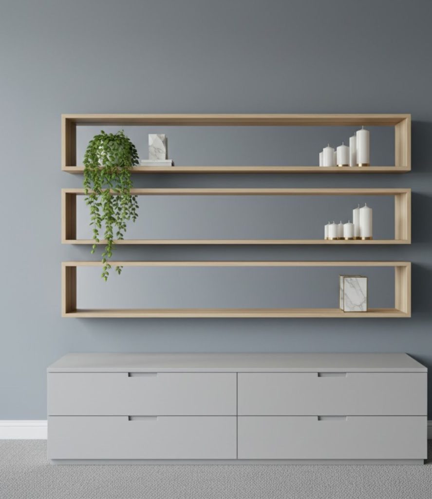 9. Mirrored Wall Shelves Combination