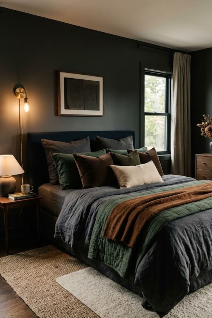 7. Choose Dark, Luxurious Bedding