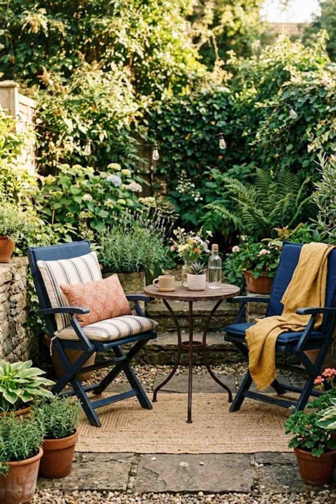 9. Navy Folding Patio Chairs for Flexible Seating