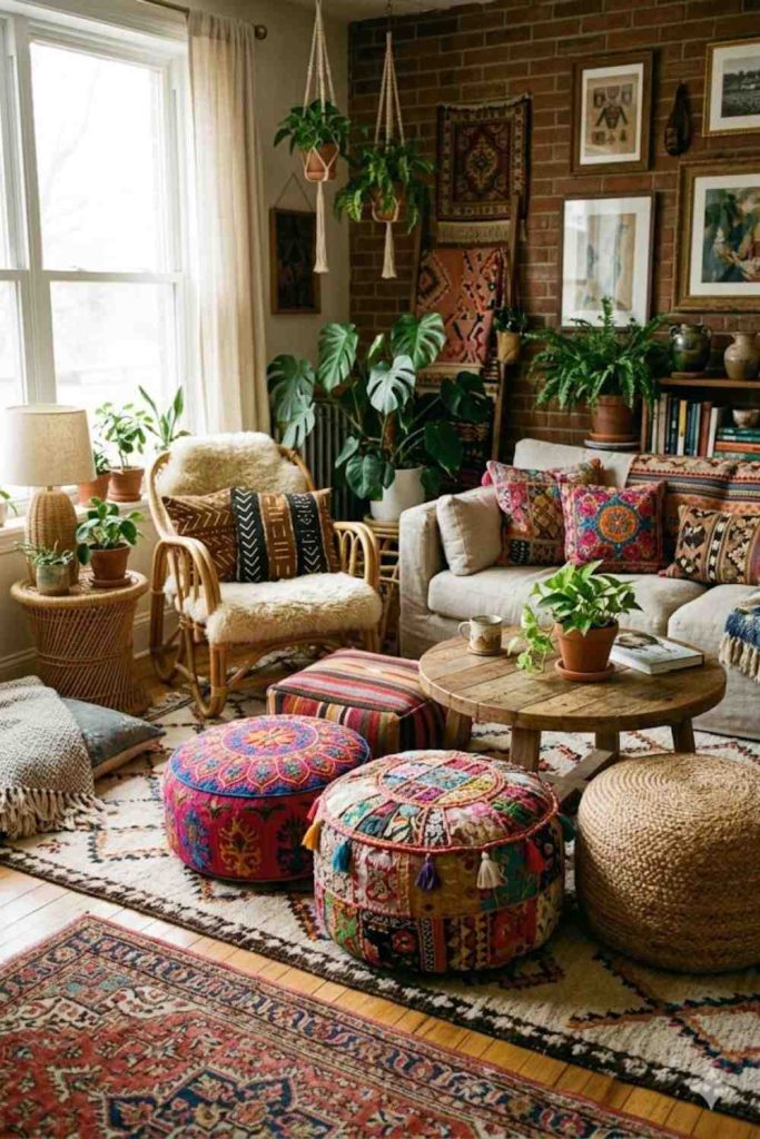 Colorful Poufs and Ottomans