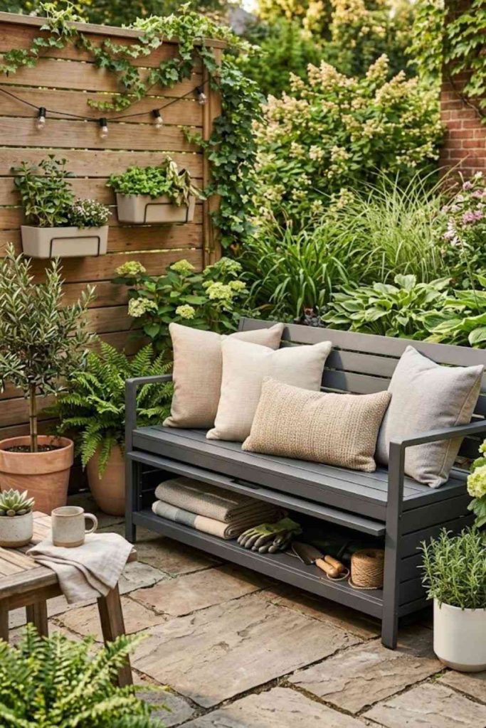 15. Aluminum Outdoor Storage Bench